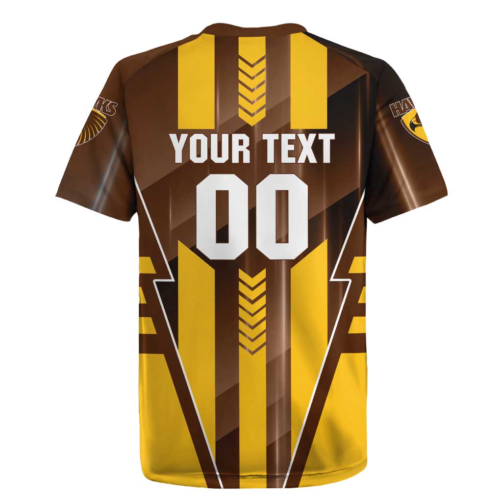 Personalized Hawthorn Hawks Rugby Jersey Modern Geometric Sports Graphic Style