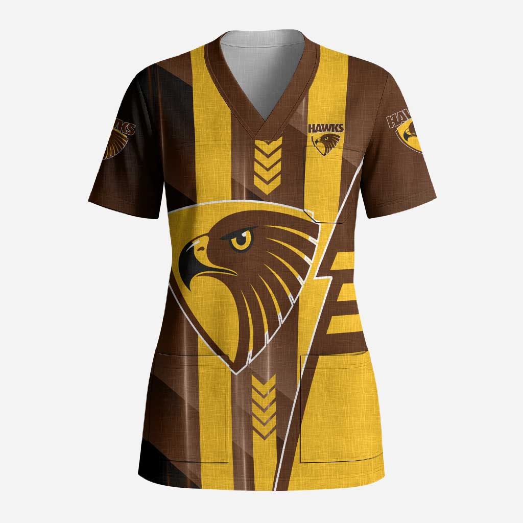 Personalized Hawthorn Hawks Scrub Top Modern Geometric Sports Graphic Style