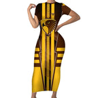 Personalized Hawthorn Hawks Short Sleeve Bodycon Dress Modern Geometric Sports Graphic Style