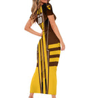 Personalized Hawthorn Hawks Short Sleeve Bodycon Dress Modern Geometric Sports Graphic Style
