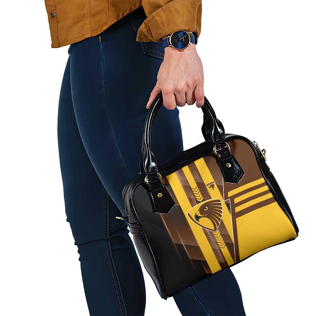 Hawthorn Hawks Shoulder Handbag Modern Geometric Sports Graphic Style