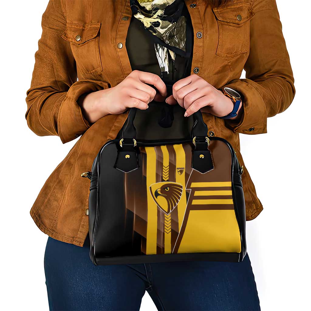 Hawthorn Hawks Shoulder Handbag Modern Geometric Sports Graphic Style