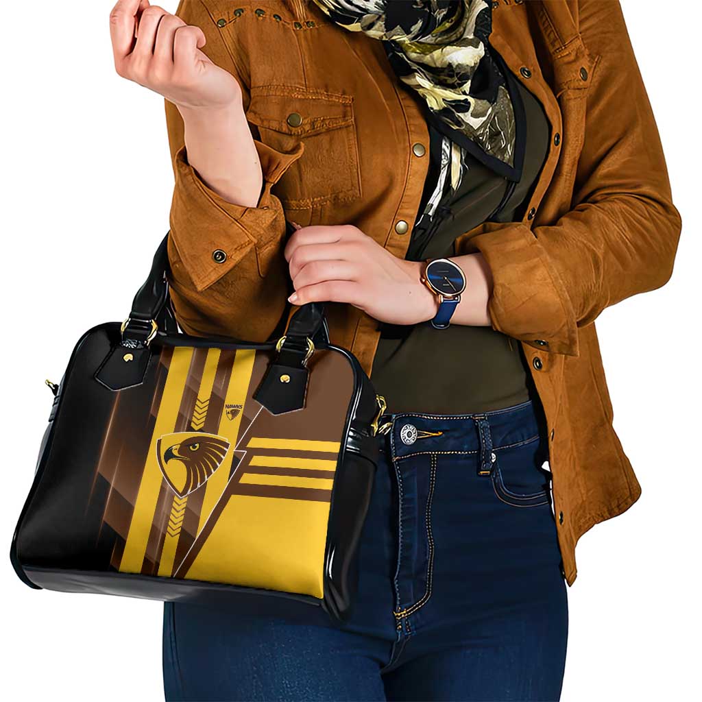 Hawthorn Hawks Shoulder Handbag Modern Geometric Sports Graphic Style
