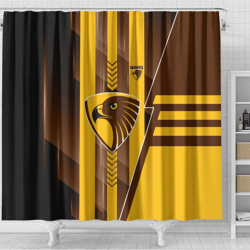 Hawthorn Hawks Shower Curtain Modern Geometric Sports Graphic Style