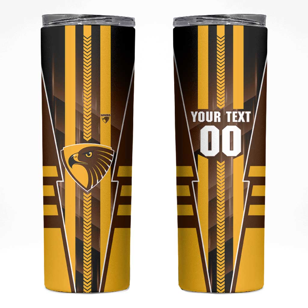 Personalized Hawthorn Hawks Skinny Tumbler Modern Geometric Sports Graphic Style