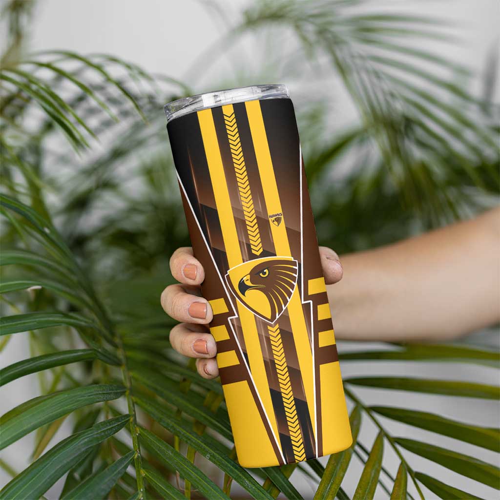 Personalized Hawthorn Hawks Skinny Tumbler Modern Geometric Sports Graphic Style