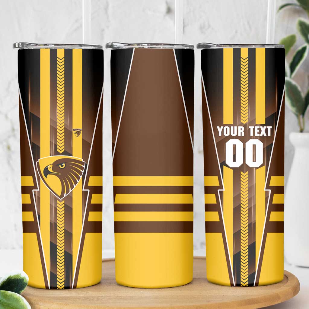 Personalized Hawthorn Hawks Skinny Tumbler Modern Geometric Sports Graphic Style