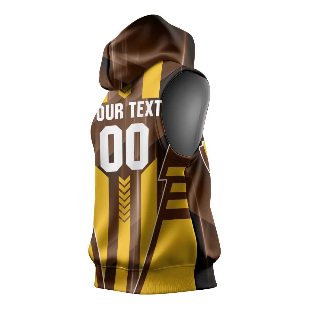 Personalized Hawthorn Hawks Sleeveless Hoodie Modern Geometric Sports Graphic Style