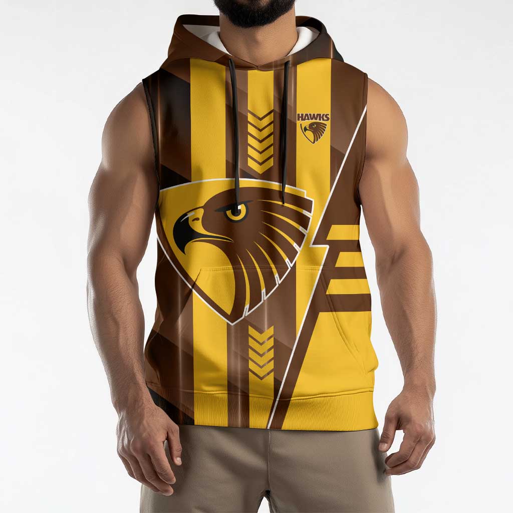 Personalized Hawthorn Hawks Sleeveless Hoodie Modern Geometric Sports Graphic Style