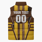 Personalized Hawthorn Hawks Sleeveless Puffer Jacket Modern Geometric Sports Graphic Style