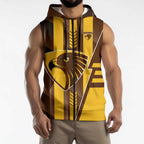 Personalized Hawthorn Hawks Sleeveless Zip Hoodie Modern Geometric Sports Graphic Style