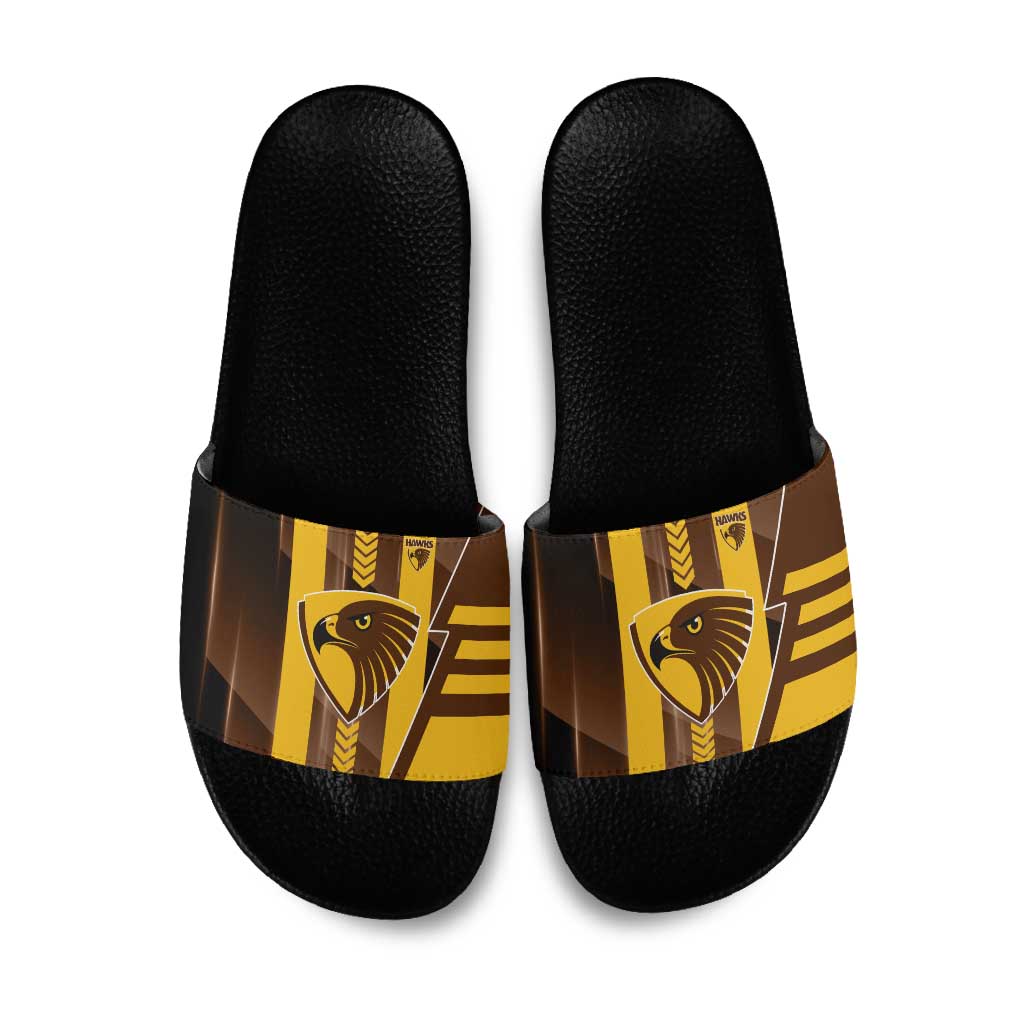 Hawthorn Hawks Slide Sandals Modern Geometric Sports Graphic Style