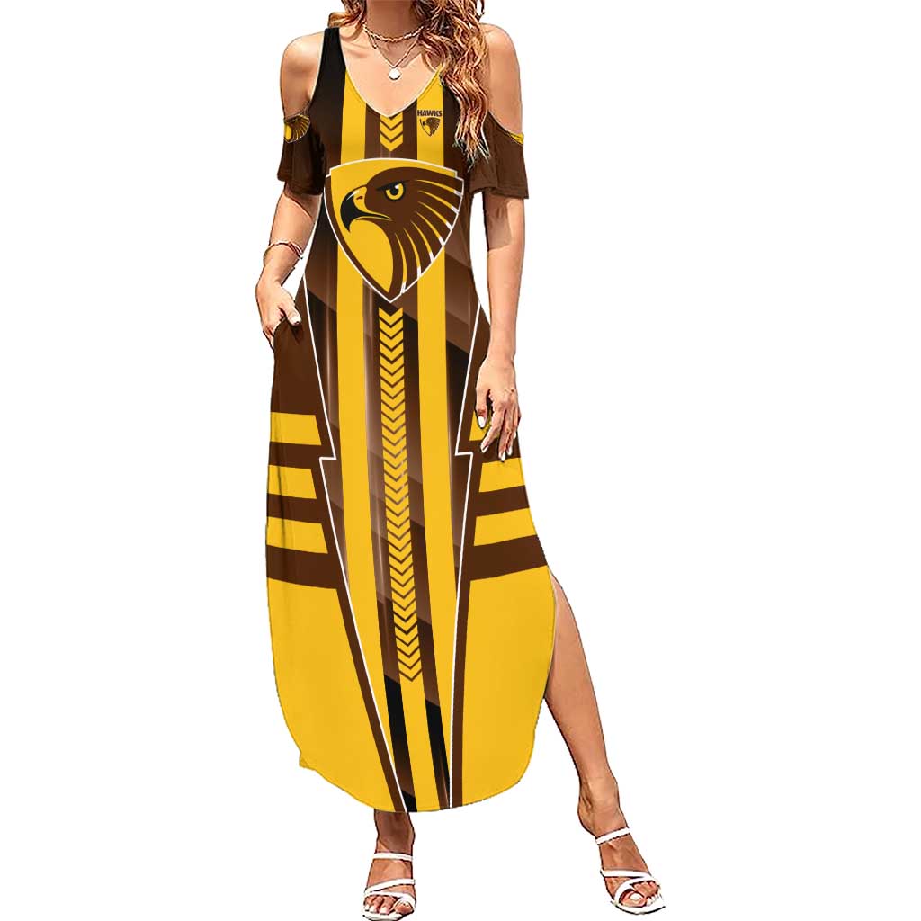 Personalized Hawthorn Hawks Summer Maxi Dress Modern Geometric Sports Graphic Style