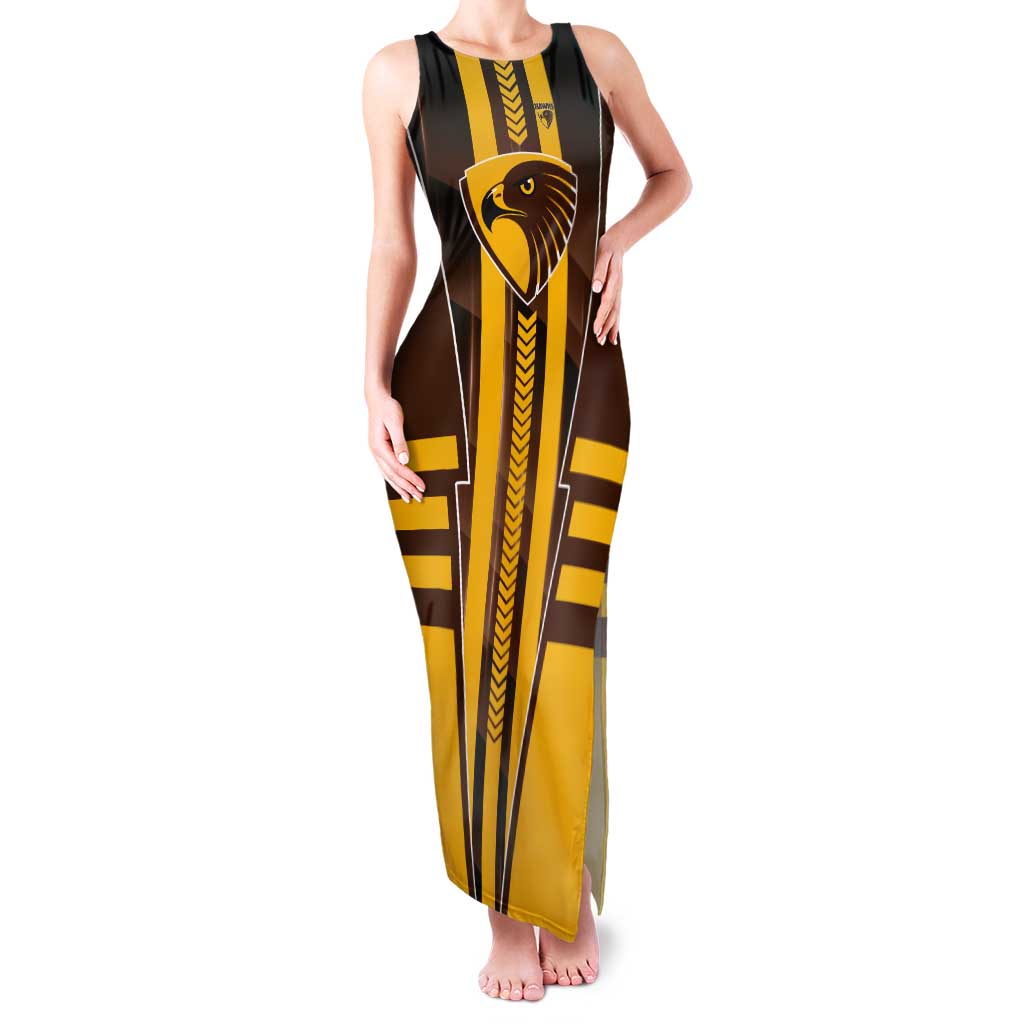 Personalized Hawthorn Hawks Tank Maxi Dress Modern Geometric Sports Graphic Style