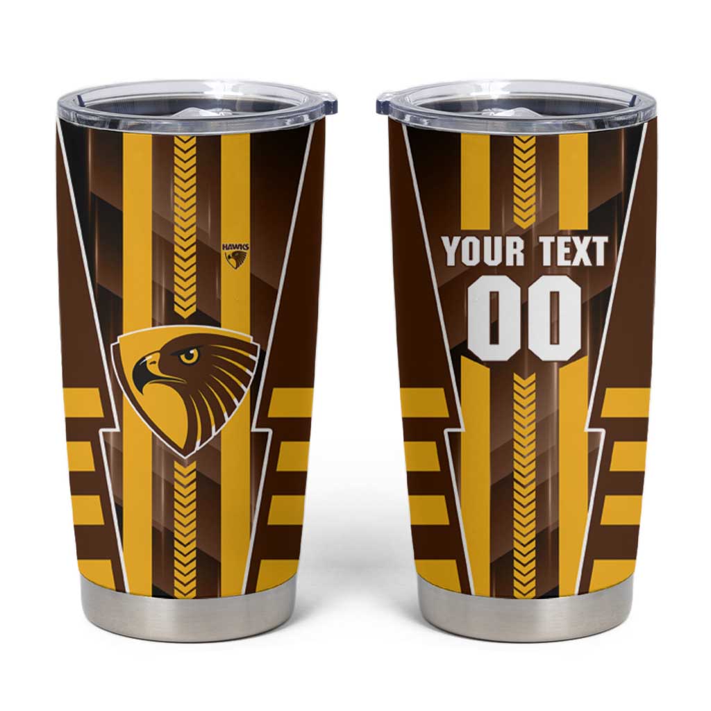 Personalized Hawthorn Hawks Tumbler Cup Modern Geometric Sports Graphic Style