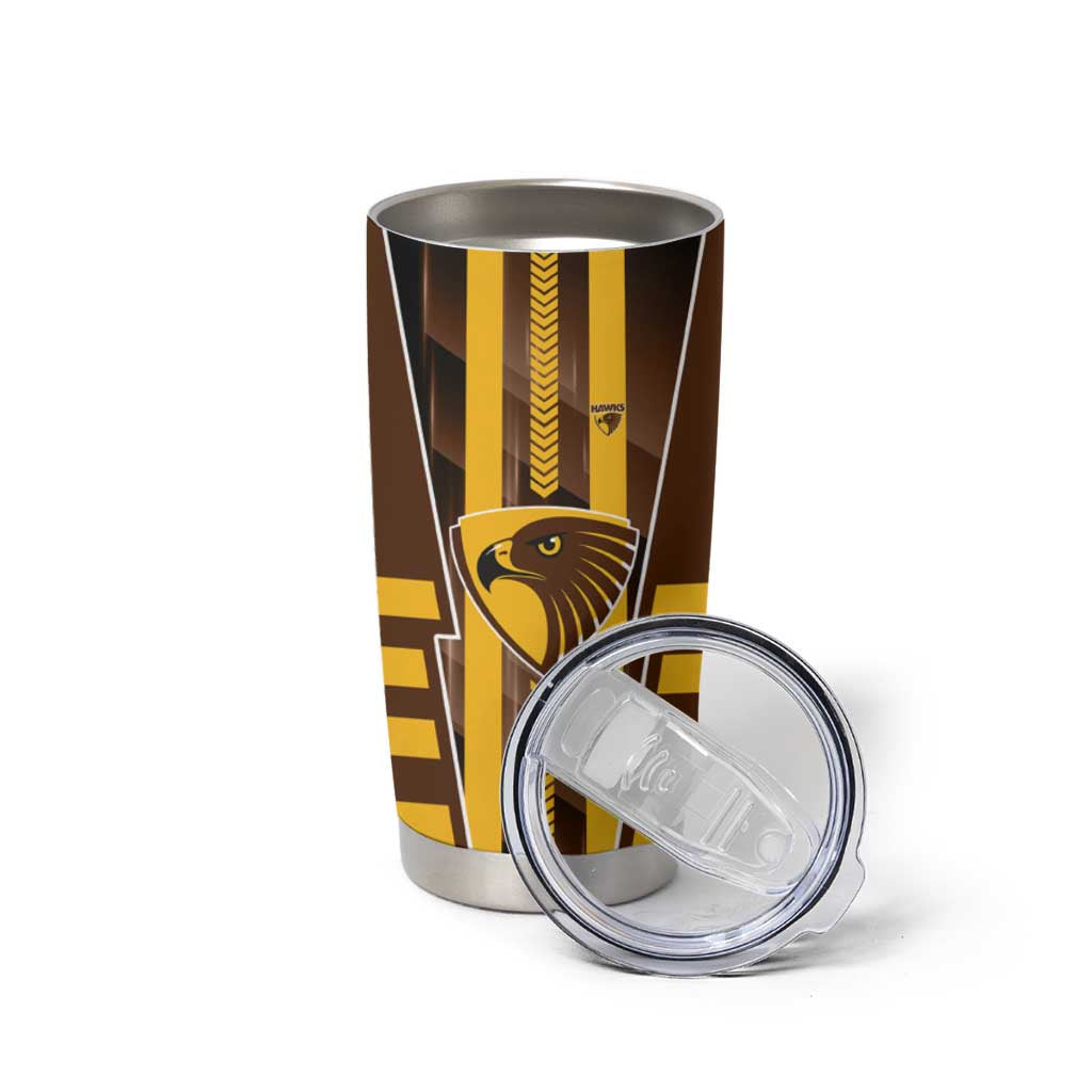 Personalized Hawthorn Hawks Tumbler Cup Modern Geometric Sports Graphic Style