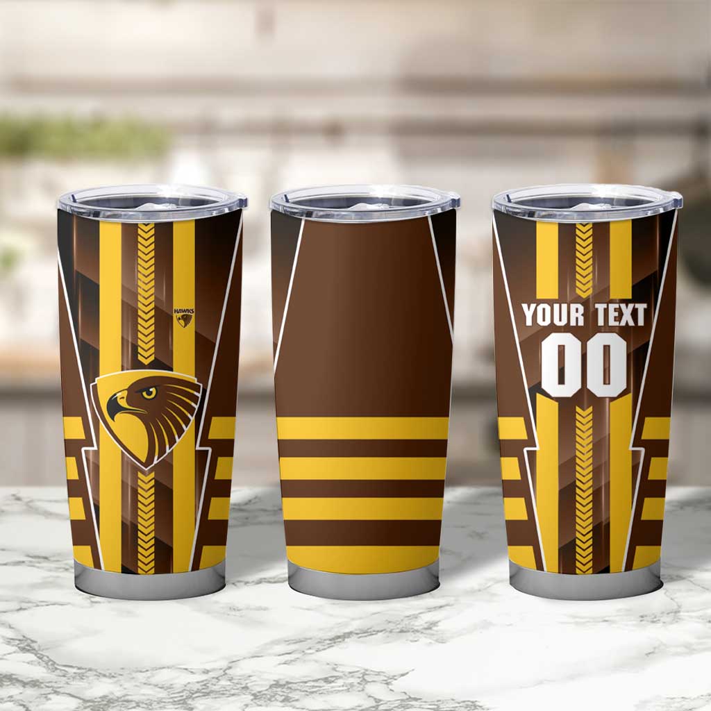 Personalized Hawthorn Hawks Tumbler Cup Modern Geometric Sports Graphic Style
