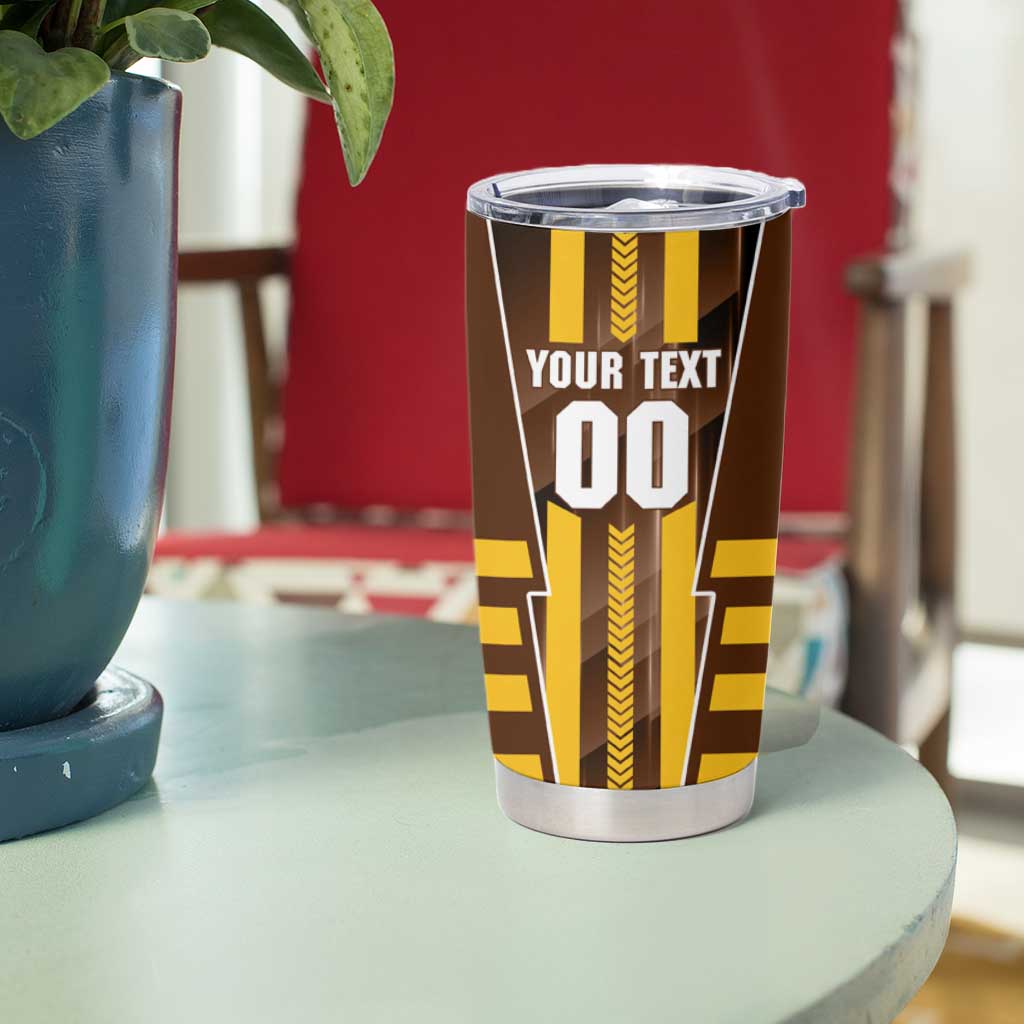 Personalized Hawthorn Hawks Tumbler Cup Modern Geometric Sports Graphic Style