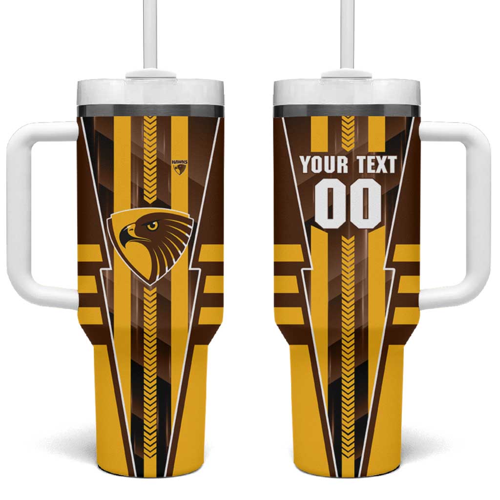Personalized Hawthorn Hawks Tumbler With Handle Modern Geometric Sports Graphic Style