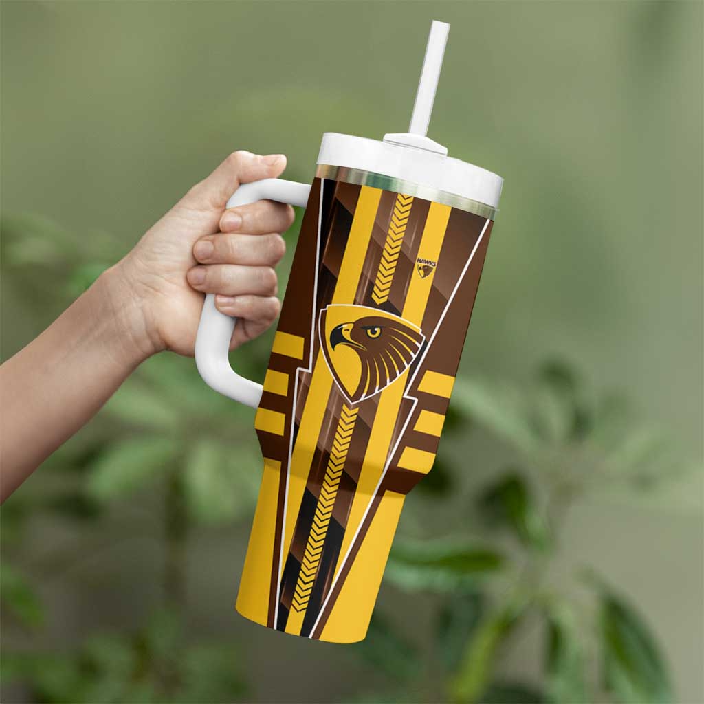 Personalized Hawthorn Hawks Tumbler With Handle Modern Geometric Sports Graphic Style