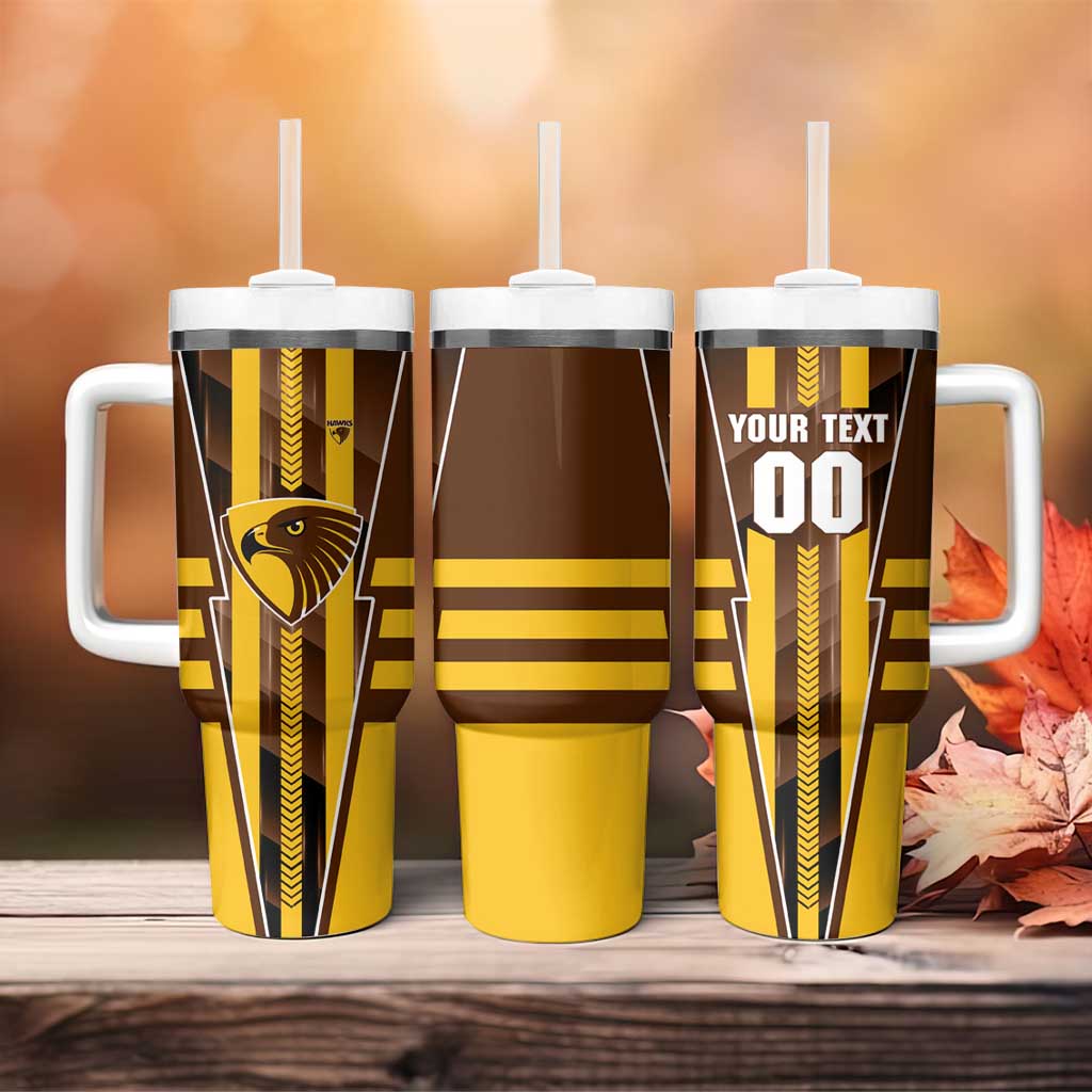 Personalized Hawthorn Hawks Tumbler With Handle Modern Geometric Sports Graphic Style
