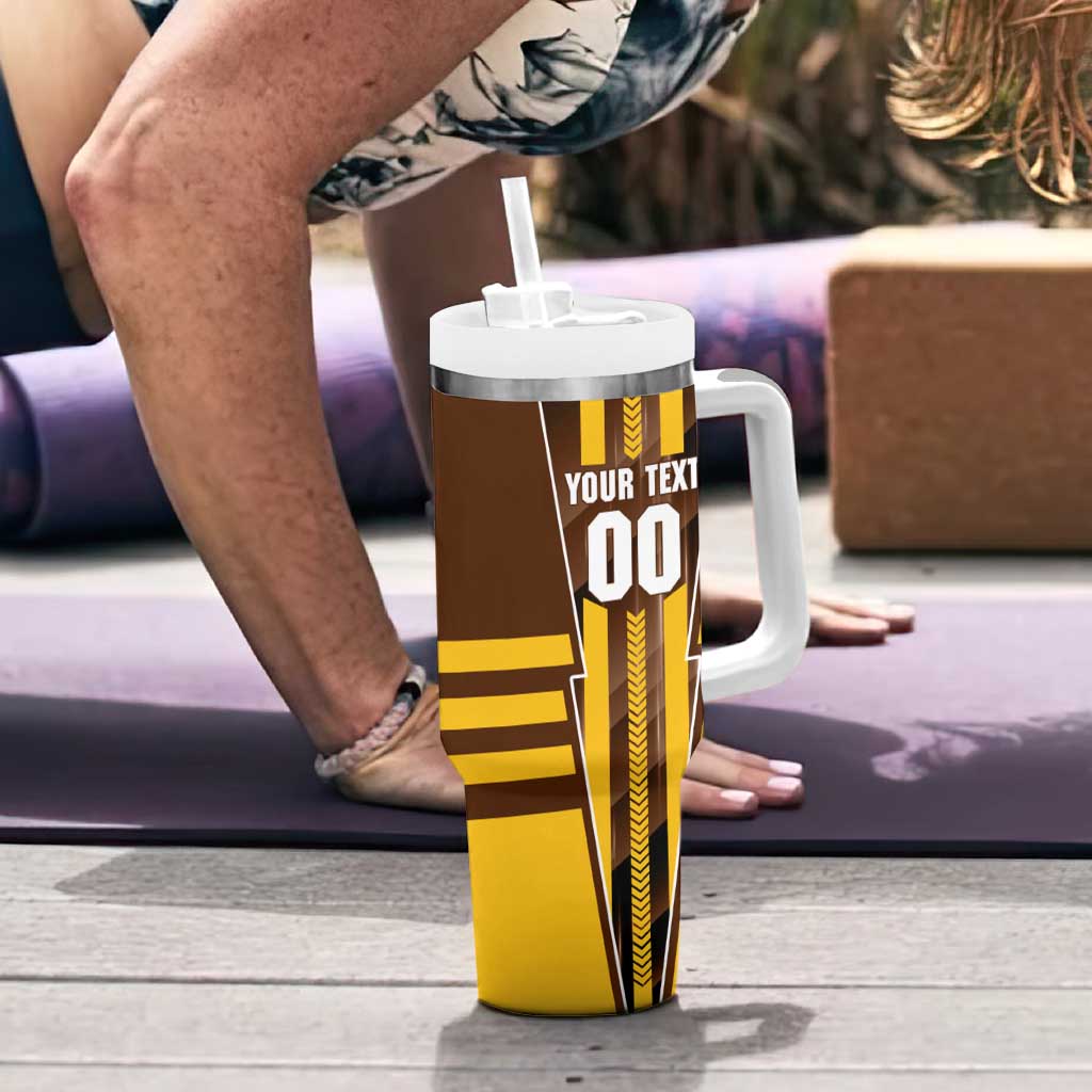 Personalized Hawthorn Hawks Tumbler With Handle Modern Geometric Sports Graphic Style