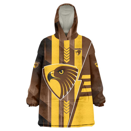 Personalized Hawthorn Hawks Wearable Blanket Hoodie Modern Geometric Sports Graphic Style