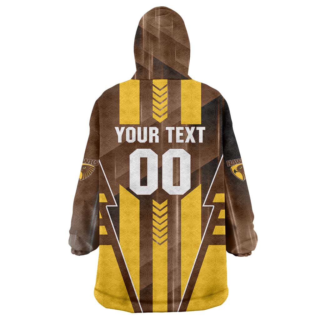 Personalized Hawthorn Hawks Wearable Blanket Hoodie Modern Geometric Sports Graphic Style