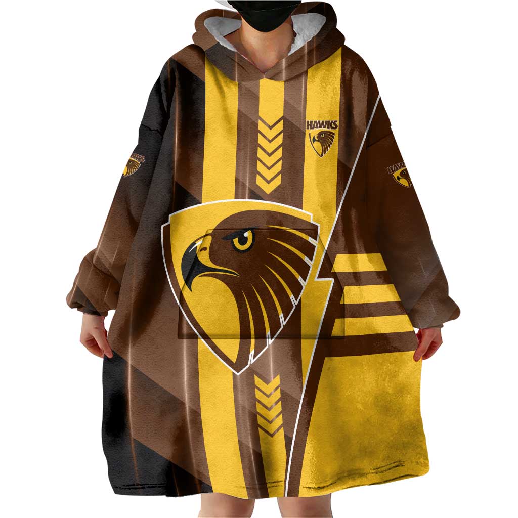 Personalized Hawthorn Hawks Wearable Blanket Hoodie Modern Geometric Sports Graphic Style