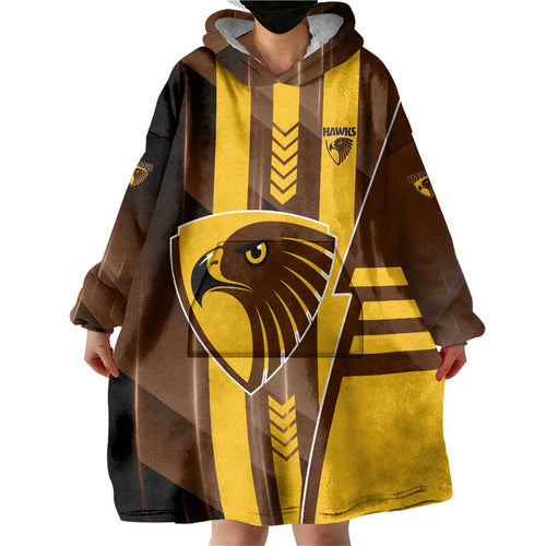 Personalized Hawthorn Hawks Wearable Blanket Hoodie Modern Geometric Sports Graphic Style