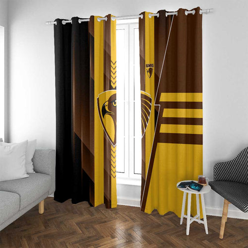 Hawthorn Hawks Window Curtain Modern Geometric Sports Graphic Style