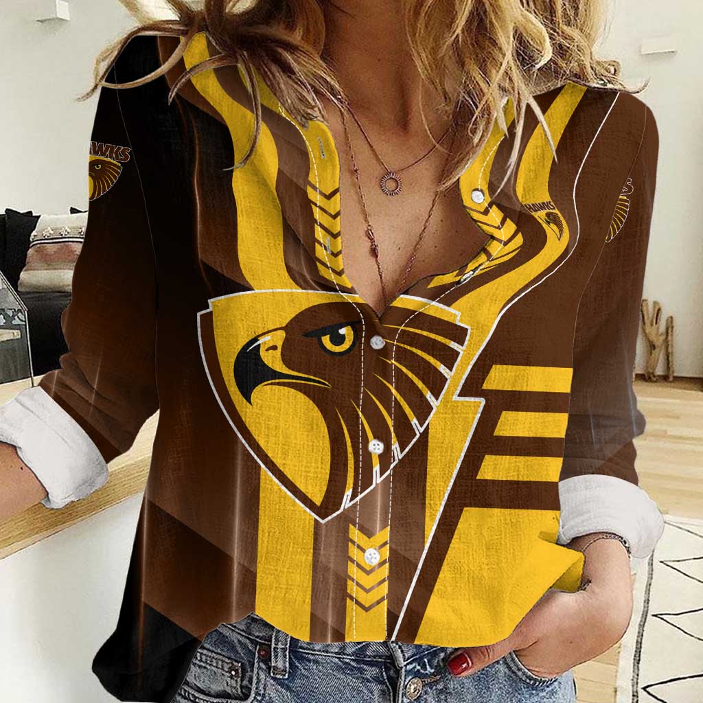 Personalized Hawthorn Hawks Women Casual Shirt Modern Geometric Sports Graphic Style