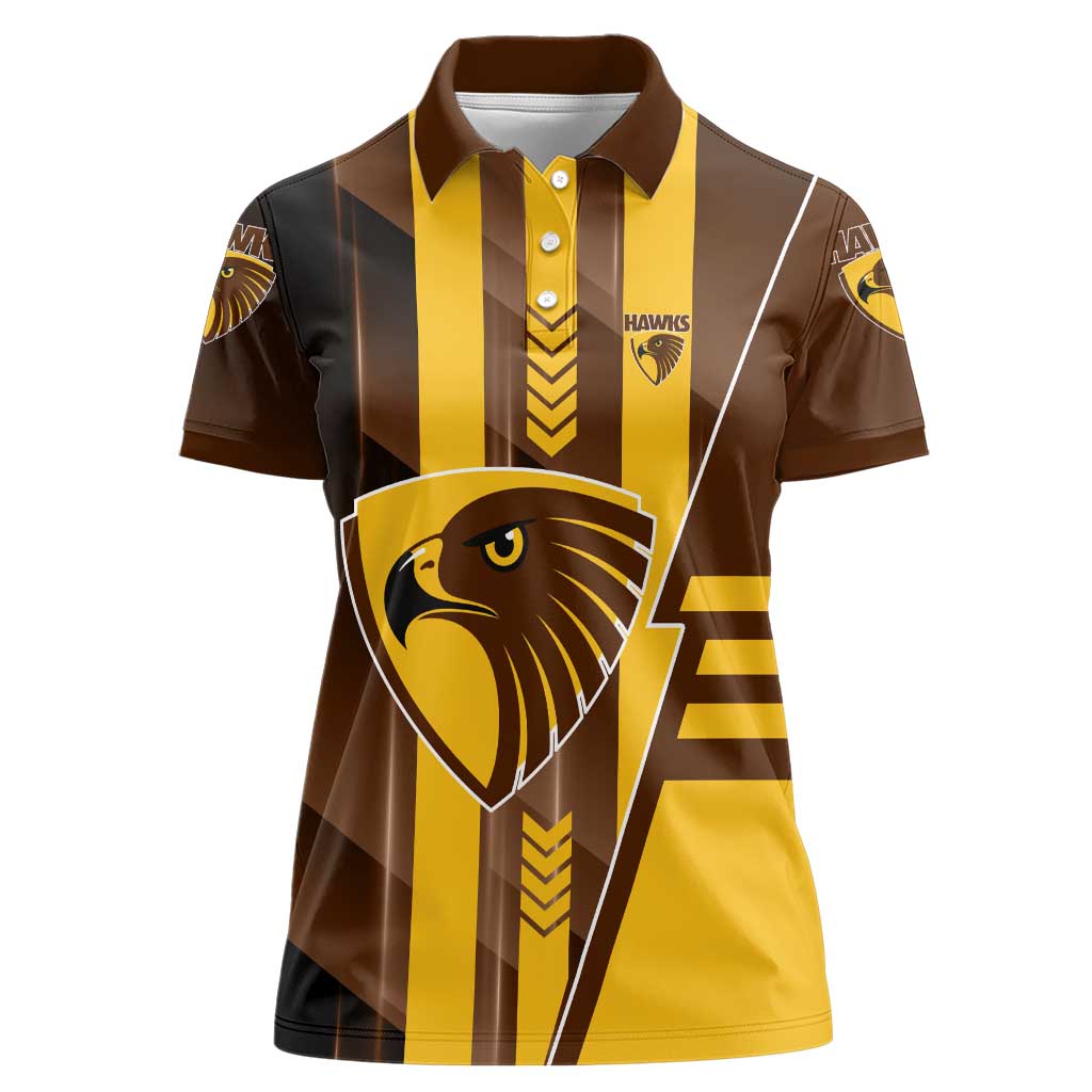 Personalized Hawthorn Hawks Women Polo Shirt Modern Geometric Sports Graphic Style