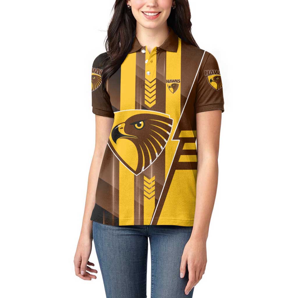 Personalized Hawthorn Hawks Women Polo Shirt Modern Geometric Sports Graphic Style