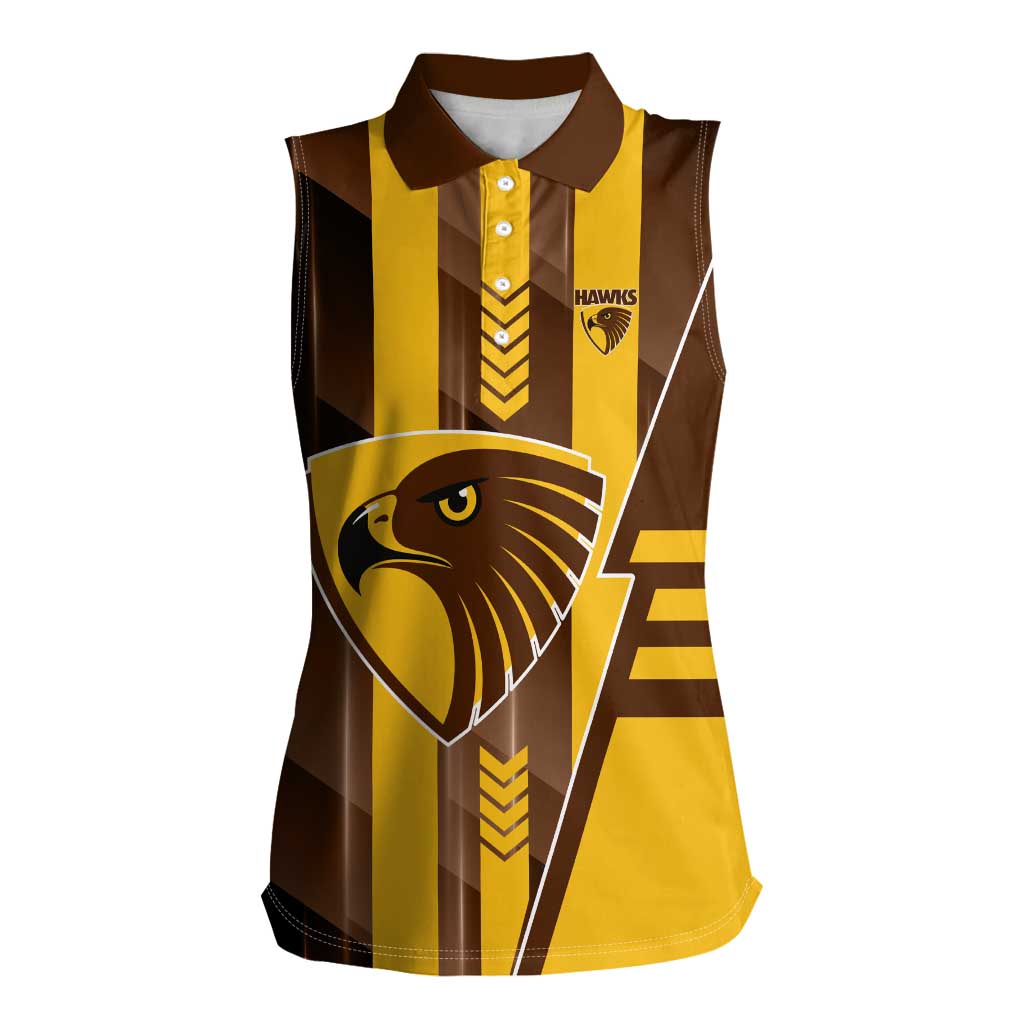 Personalized Hawthorn Hawks Women Sleeveless Polo Shirt Modern Geometric Sports Graphic Style