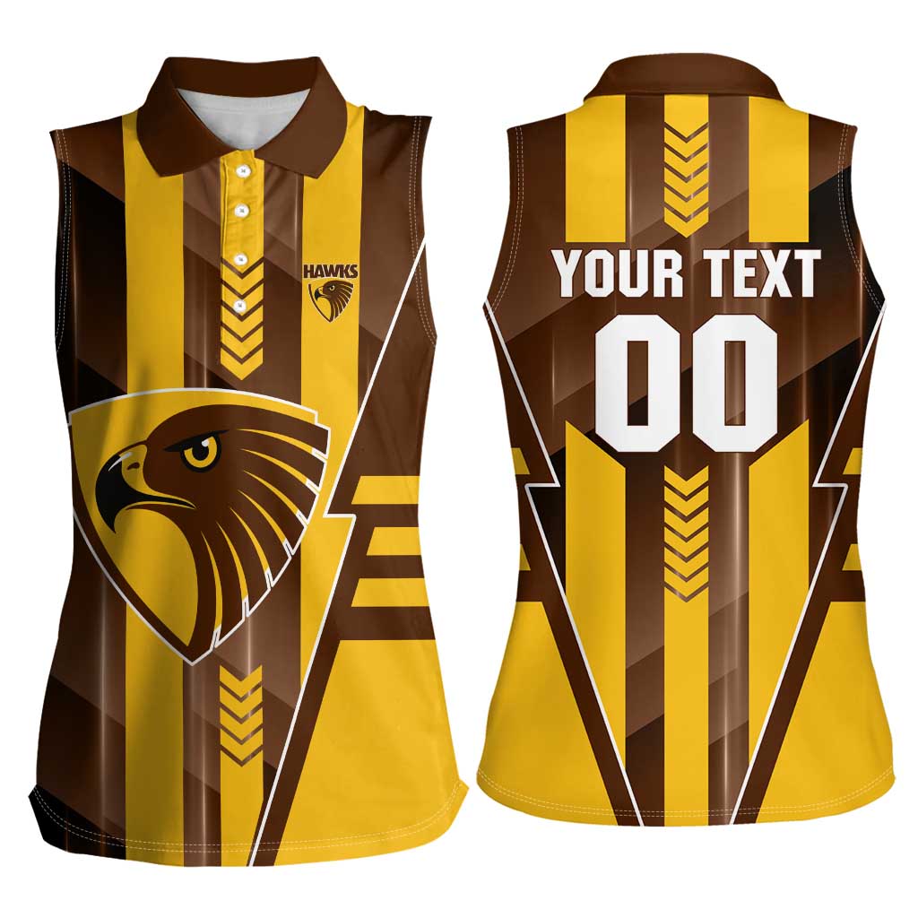 Personalized Hawthorn Hawks Women Sleeveless Polo Shirt Modern Geometric Sports Graphic Style