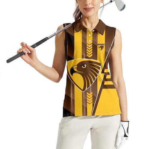 Personalized Hawthorn Hawks Women Sleeveless Polo Shirt Modern Geometric Sports Graphic Style