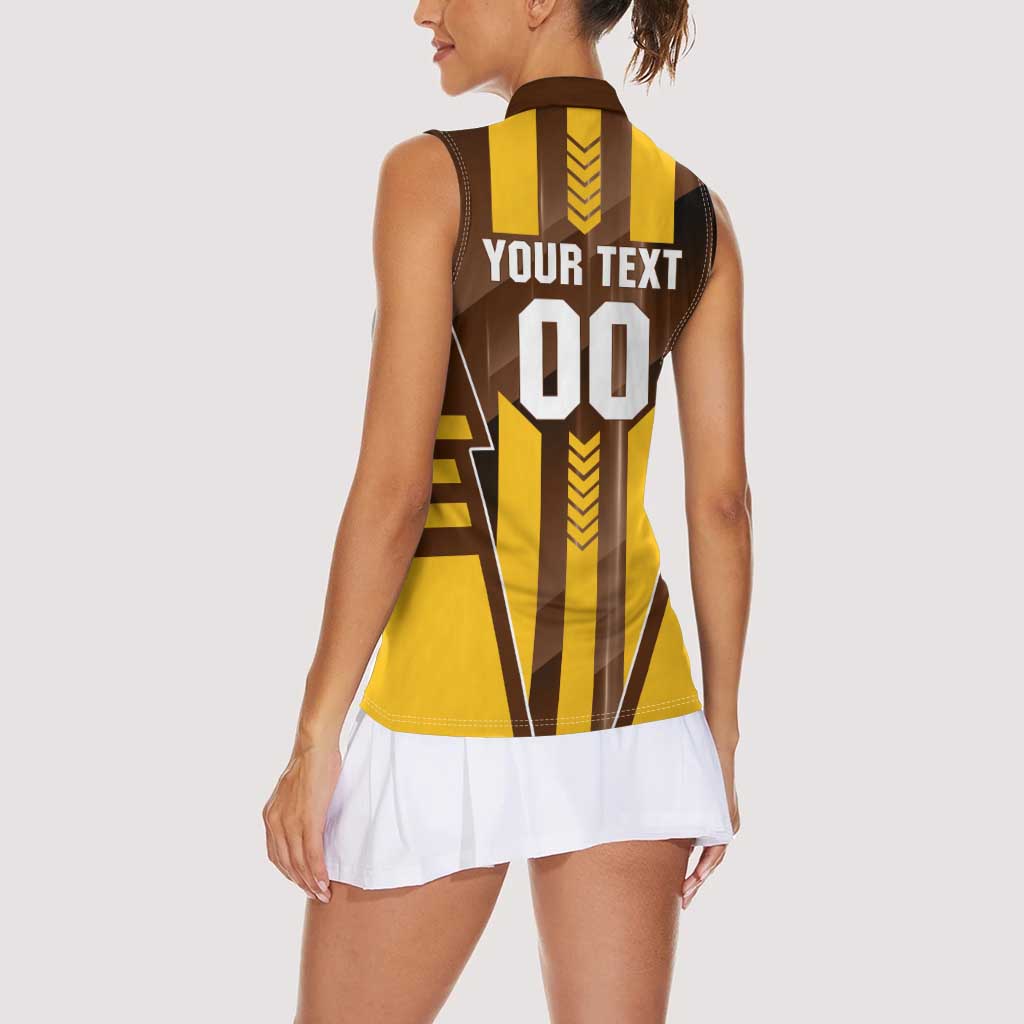 Personalized Hawthorn Hawks Women Sleeveless Polo Shirt Modern Geometric Sports Graphic Style