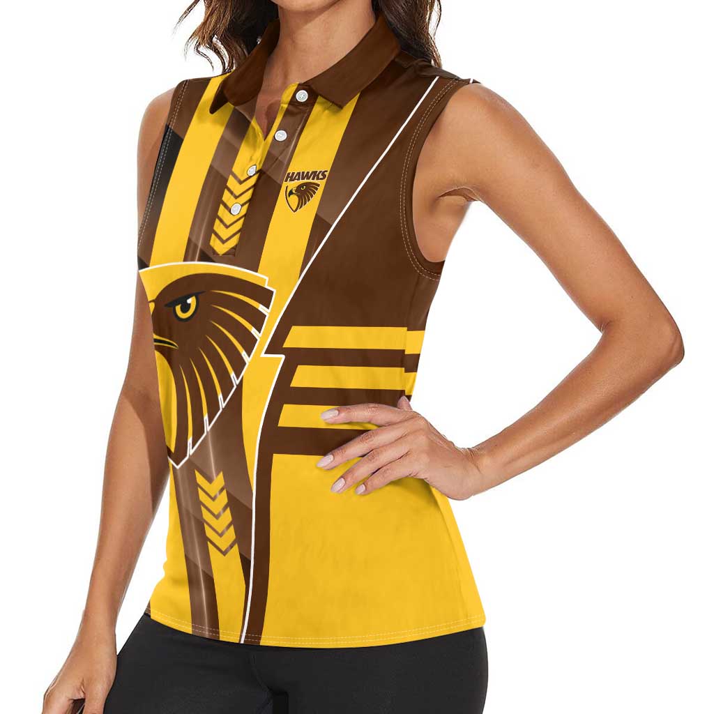 Personalized Hawthorn Hawks Women Sleeveless Polo Shirt Modern Geometric Sports Graphic Style