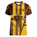 Personalized Hawthorn Hawks Women V-Neck T-Shirt Modern Geometric Sports Graphic Style