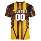Personalized Hawthorn Hawks Women V-Neck T-Shirt Modern Geometric Sports Graphic Style