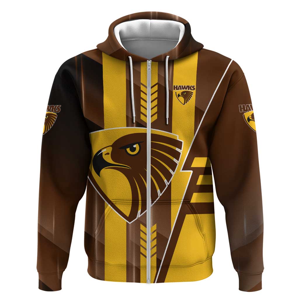 Personalized Hawthorn Hawks Zip Hoodie Modern Geometric Sports Graphic Style