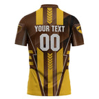 Personalized Hawthorn Hawks Zipper Polo Shirt Modern Geometric Sports Graphic Style