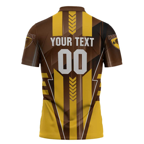 Personalized Hawthorn Hawks Zipper Polo Shirt Modern Geometric Sports Graphic Style