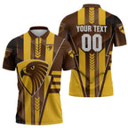 Personalized Hawthorn Hawks Zipper Polo Shirt Modern Geometric Sports Graphic Style