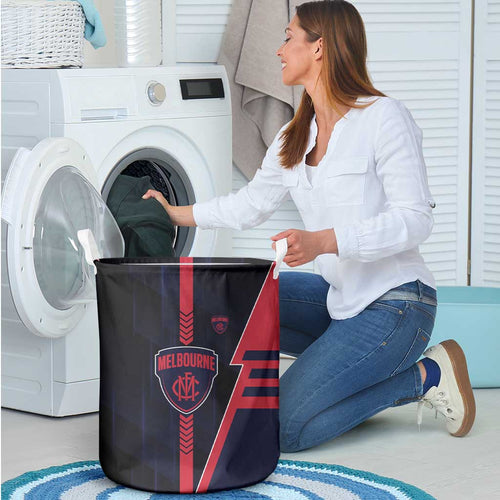 Melbourne Demons Laundry Basket Modern Geometric Sports Graphic Style