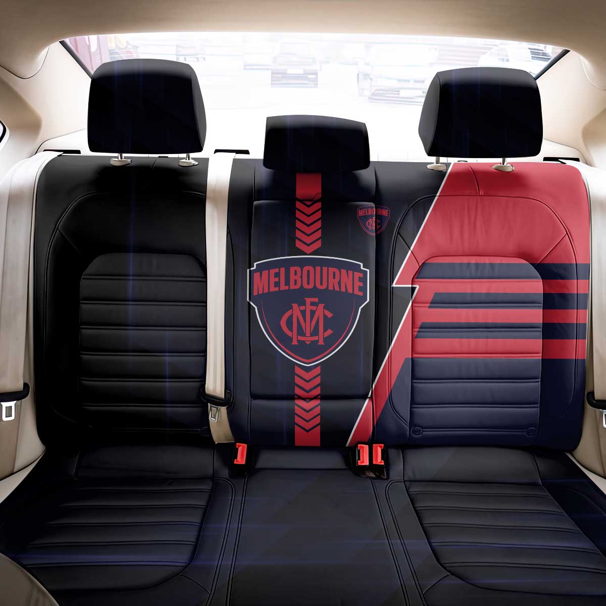 Melbourne Demons Back Car Seat Cover Modern Geometric Sports Graphic Style