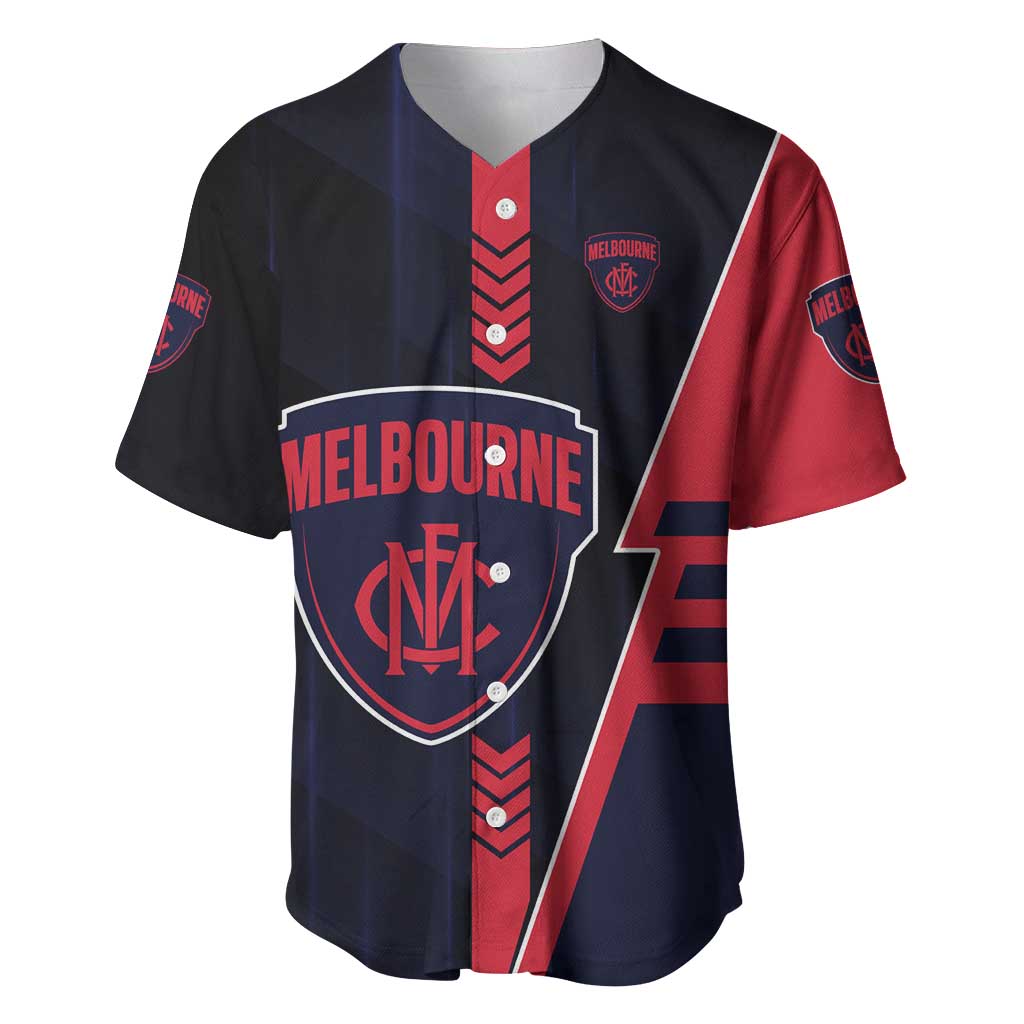 Personalized Melbourne Demons Baseball Jersey Modern Geometric Sports Graphic Style
