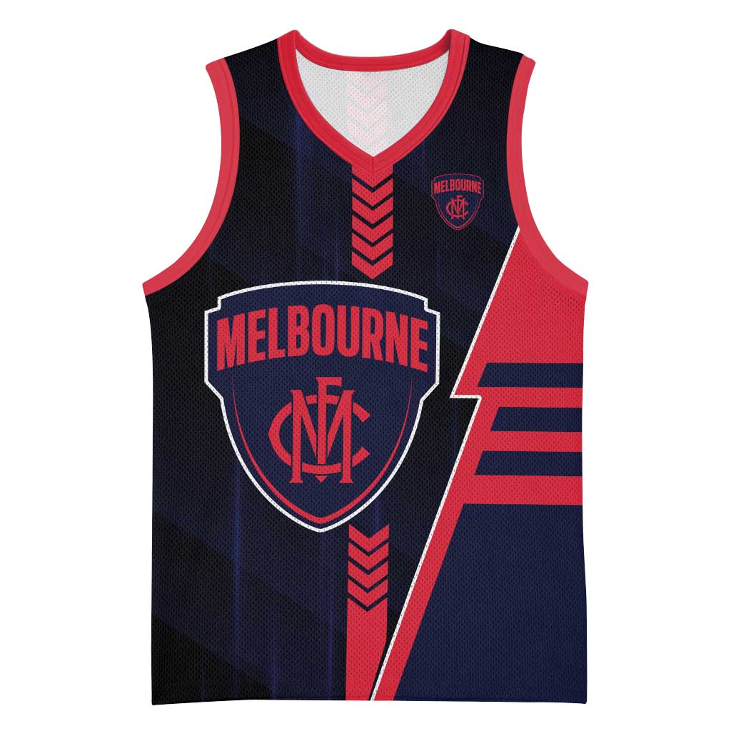 Personalized Melbourne Demons Basketball Jersey Modern Geometric Sports Graphic Style