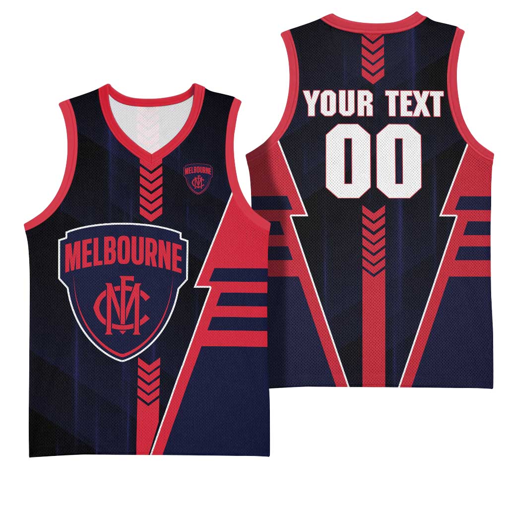 Personalized Melbourne Demons Basketball Jersey Modern Geometric Sports Graphic Style